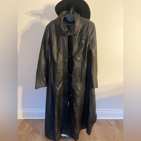 PATAGO Asymmetrical Long-Short Goth Black Leather Coat/Jacket - Picture 4 of 16